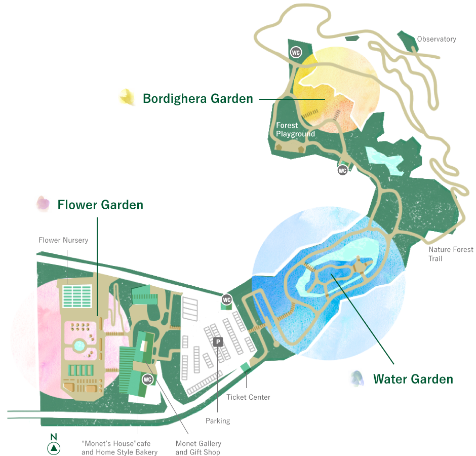 a guide map of Monet’s Garden in Kitagawa village